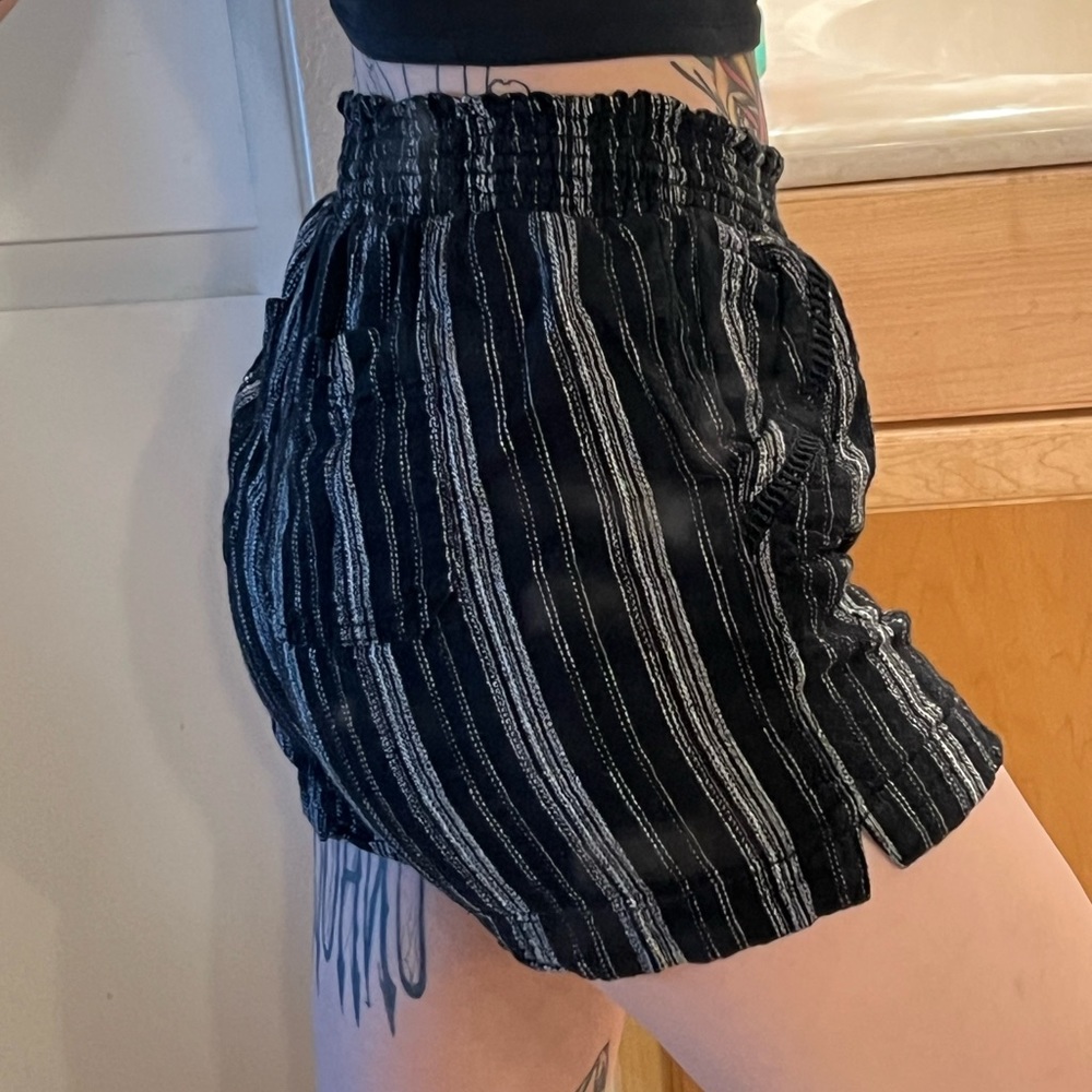 Black striped shorts